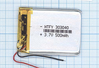 Аккумулятор (батарея) Li-polymer 303040 2pin 3,7 500mAh код mb017380