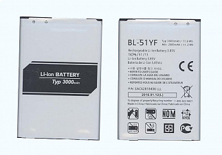Аккумулятор для смартфона LG BL-51YF EAC62858501 3,85V 3000mAh код 014245