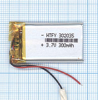 Аккумулятор (батарея) Li-polymer 302035 3,7 300mAh код mb017315