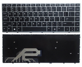 Клавиатура для ноутбука HP Probook 430 G5 440 G5 445 G5 черная, рамка серебряная код mb079324S